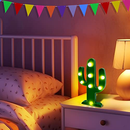 Extra Large - 2 Pack LED Cactus Light Cinco de Mayo Decorations 10 x 5.5 Inch Cactus Decor Mexican Fiesta Party Decorations Cute Night Lamp for Table Kids' Room Bedroom Living Room Gift Party Home by TURNMEON - Used condition - Image 3