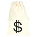 Large Fake Money Drawstring Bag Pouch with Dollar Sign Design, Humorous Party Favor Carry Bag, Cream, Robber - 16 x 11 inches