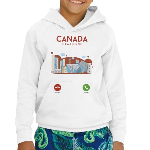 Sweat à capuche enfant Canada is Calling Me en coton premium noir - 2