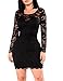 Miishare Women's Floral Lace Long Sleeve Bodycon Cocktail Party Dresses