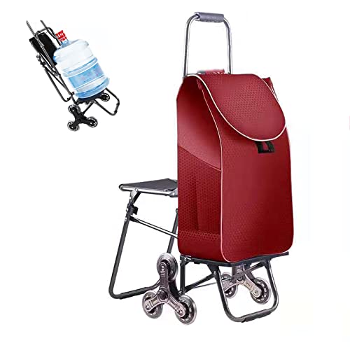Carrito de Compras Plegable portátil con 6 Ruedas y Asiento, Ligero, Capacidad de 35 L, Ideal para Personas Mayores y compradores Activos Compras, Viajes y Uso al Aire Libre.