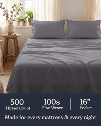 Image of Beckham Hotel Collection 100% Cotton King Sheet Set, 4-Piece, Dark Gray