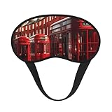 Máscara de ojos con estampado de calle Red London, suave, lavable, cómoda, para dormir, viajes, hogar, hotel, avión, camping