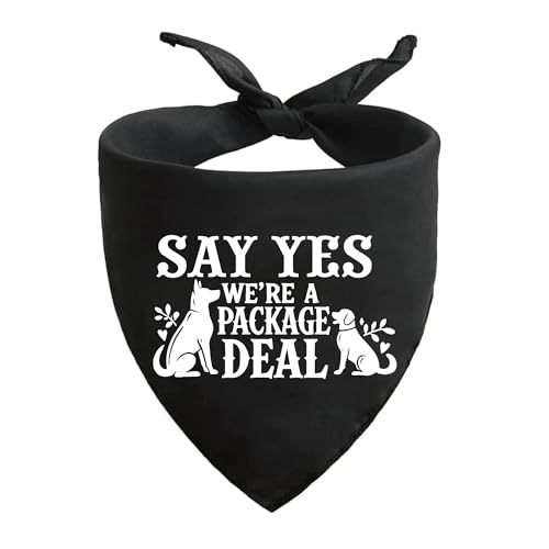 Brosash Say Yes We a Package Deal - Proposal Dog Bandana ? �T�v���C�Y�v���|�[�Y�p�̂��킢������y�b�g�A�N�Z�T���[ ? ���p�ʔ����O�p�`�X�J�[�t ? �J�b�v���̂��߂̌�������M�t�g�A�C�f�A