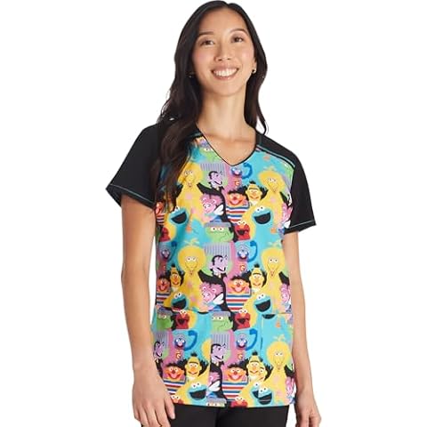 Tooniforms Women Scrubs Top V-Neck TF645, XL, The Whole Gang Cover