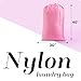 Nylon Laundry Bag - Locking Drawstring Closure and Machine Washable. These Bags will Fit a Laundry Basket or Hamper and Strong Enough to Carry up to Three Loads of Clothes. (Pink)