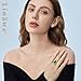 Linawe Green KC Imitation Gold Plated Chunky Adjustable Rings for Women, Birthstone Fake Imitation Diamond Crystal Gemstone Cocktail Rings, Statement Rhinestone Cubic Zirconia Costume Ring