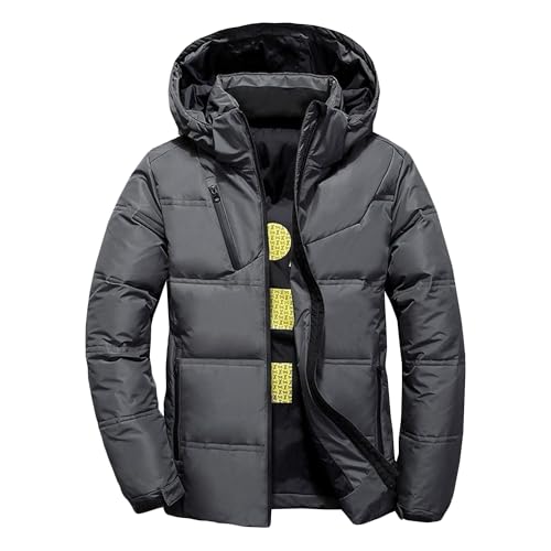 Parka en duvet de canard blanc pour homme avec capuche chaude et unie