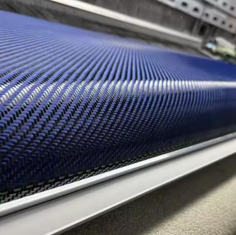 Blue Kevlar Fiber and 3K Carbon Fiber Blended Fabric 280gsm 20 inches/50cm Wide 8 * 8 Large Diagonal Aramid Rolled up Packaging (Blue, 1m x 0.5m a Slice)