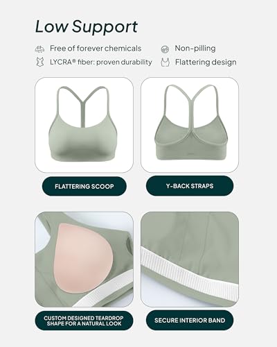 Image of PAVOI ACTIVE Yoga Racerback Bras for Women - Buttery Soft Low Support Scoop Neck Y-Back Thin Strap Sports Bra - FlexFlow
