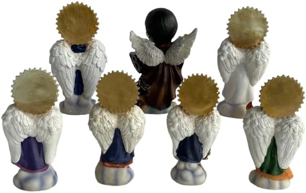 Miniatura 2 de Juego de 7 Arcángeles para niños de 5 pulgadas, 7 arquágelos, de resina, figuritas de resina de San Rafael, San Miguel, San Uriel, San Barachiel,