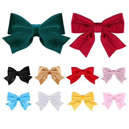 10Pcs 5 Inch Velvet Hair Bows Clips for Girls Big Bowknot Alligator Hair Barrettes Vintage Hair Accessories for Baby Toddlers Girl Teens Kids
