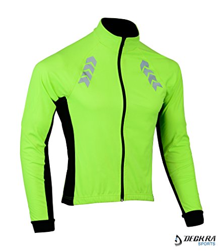 Cycling Softshell Jacket Long Sleeve Thermal Cold Wear Bike Top Jersey Jacket (Large) Green