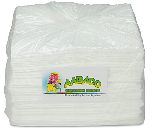 Aabaco Oil Only Absorbent Pads - Heavy Weight Sheets (100Ct Per Pack) 15 X 17 Inch High Absorbency For Oil And Fuel Spills - Repels Water, Absorbing Up To 24 Gallons - Cleanup & Automotive (100) #TOP3