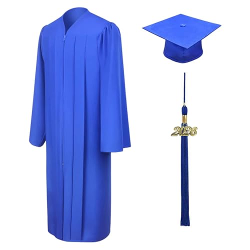 Image of CLERKMANS Unisex Matte Graduation Cap Gown Tassel Package, High School and University