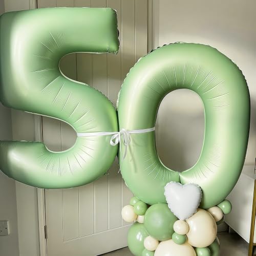 Image of Sage Green Number 13 Balloon,13 Balloon for Birthday Party Decorations | 13 Number Balloon,40 Inch 13 balloons,Helium-fillable,13 Foil Mylar Balloons,for Boys Girls Birthday Party Decorations