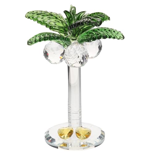 Crystal Coconut Tree Mini Palm Tree Tropical Tree Figurine Artificial Model Tree Table Centerpiece Blown Glass Paperweight for Home Decoration