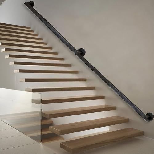 Main courante extérieure pour marches et balustrades de jardin en fer forgé noir