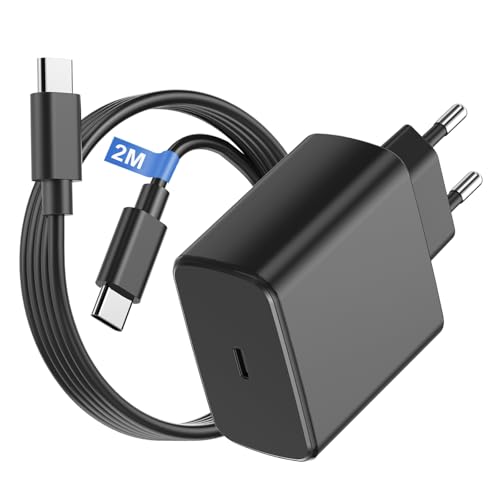 Cargador Samsung Carga Rapida,45W Cargador USB C Carga Rapida con 2M Cable USB C para Samsung Galaxy S25 Ultra/S24/S23/S22/S21/S20+/Note 20/10/A73/A53/A52,Enchufe USB Charger Tipo C (Negro)