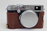 X100F Case, BolinUS Handmade PU Leather Half Camera Case Bag Cover Bottom Opening Version for Fujifi