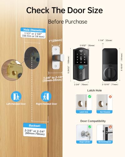 Built-in WiFi Smart Lock for Front Door, Fingerprint Keypad Deadbolt DROPS TO - image 8