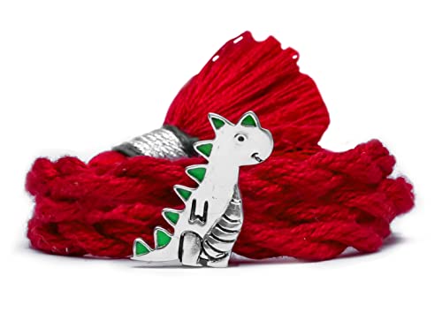 Image of Meenakari Sterling Silver Dinosaur Cartoon Kids rakhi (Boys and girls) Roli Chawal and Rakshabandhan greeting card