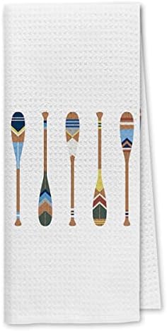 Dibor Lake Paddles Oars Kitchen Towels Dish Towels Dishcloth,Lake Life Decorative Absorbent Drying Cloth Hand Towels Tea Towels for Bathroom Kitchen,Lake Lovers Gifts
