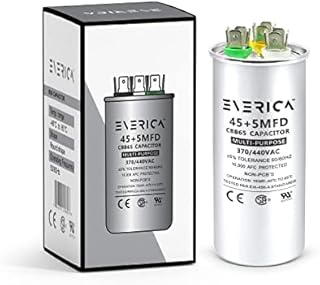 EVERICA 45+5 uF 45/5 MFD ±6% 370V/440VAC CBB65 HVAC Dual Run Circular Start 45/5 440v Capacitor for AC Air Conditioning Run Capacitor Motor Run Fan Start or Condenser Straight