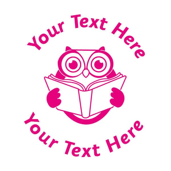 Personalised Reading Owl Literacy Library School Teachers Reward Feedback Marking Stamper Stamp 25mm Primary Teaching Services (Magenta)