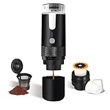 LumoShine Portable Coffee Machine, Mini Coffee Maker, American Style Coffee Maker Compatible Ground Coffee, Hand Coffee Make, Capsules, Electric Operated for Camping Outdoor Travel Black