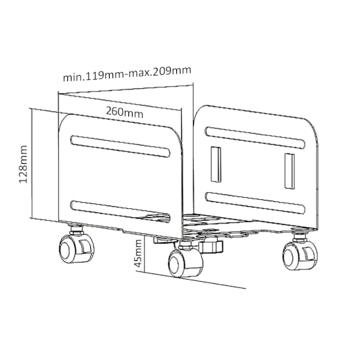 Soporte Universal para Computadora con Ruedas Soporte Móvil para CPU Computadora Carro de hasta 10 kg - imagen 9