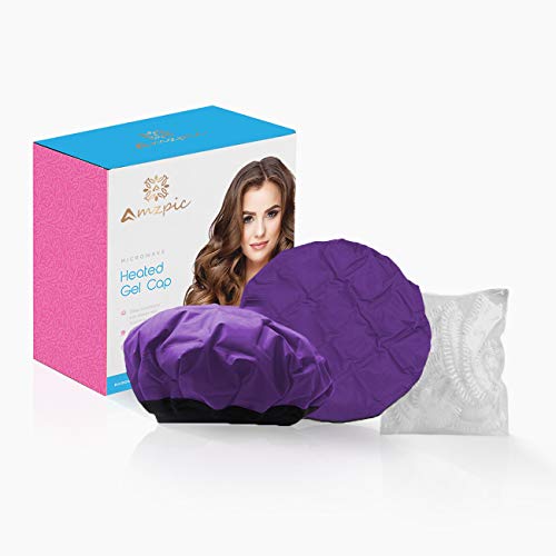 Cordless Deep Conditioning Heat Cap - Microwavable Heat Cap for Steaming, Heat Therapy for Hair, Thermal Spa Hair Steamer Gel Cap (Purple)