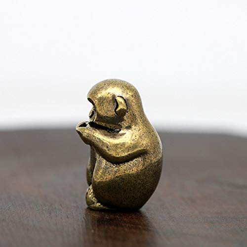 Estatua pequeña de mono en meditación de latón miniatura 3