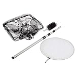 Heissner 3 in 1 Pond Koi Fish Net Set with Blanketweeed String Algae Cleaning Brush