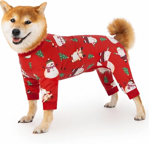 Image of Recovery Suit for Dogs Full Zipper, Four-Legged Onesie Dog Recovery Suit After Surgery, Cute Soft Bodysuit Cone Alternative Male Female Dog Neuter Anti Licking Wounds, Snowman Medium