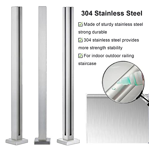Abrazadera de poste de balaustrada de vidrio de acero inoxidable para 10 mm/12 mm de grosor, sistema de balaustres de cubierta de 33.4 pulgadas de alto, ideal para instalación de vallas de vidrio en