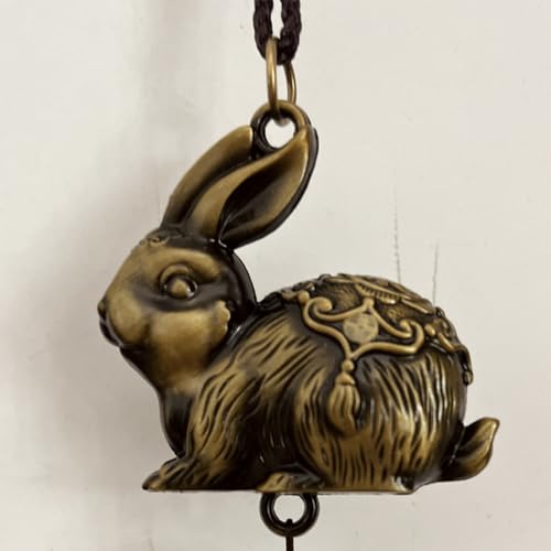 Ganazono H399YE358L709Q 2Pcs Brass Rabbit Wind Chime Antique Lucky Wind Chimes Feng Shui Wind Bell thumb #2