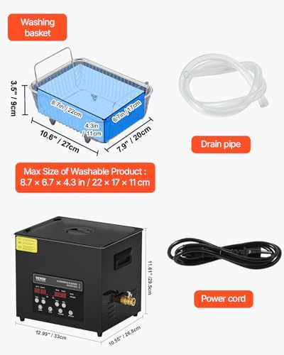 Image of VEVOR Ultrasonic Cleaner, 10L, 600W Heating Power Ultra Sonic Cleaning Machine with Gentle Mode & Upgraded Degassing, 4 PCS Transducers, 40kHz Industrial Ultrasound Cleaner for Jewelry, Beakers, Tools