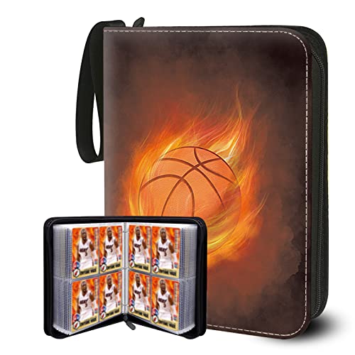 Sports Card Binder, 4-Pocket Waterproof Rading Album Display Holder, Expandable, 400 Double Sided Pocket Album, Compatible With Sports Card, Yugioh, Mtg And Other Tcg (Basketball) #TOP22