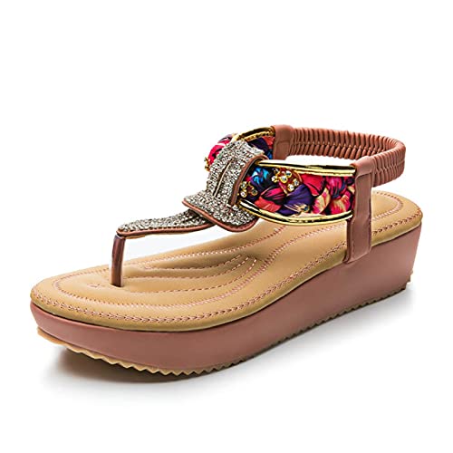 Sandales compensées pour femmes artisanales en tissu style bohème