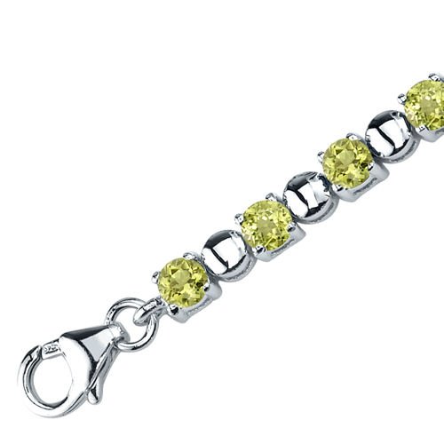 Peora Peridot Tennis Bracelet For Women 925 Sterling Silver, Natural Gemstone Birthstone, 6.75 Carats Total Round Shape, 7.75 Inches Length #TOP2