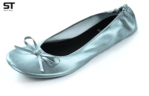 Silky Toes Foldable Flats for Women – Portable Ballet Shoes for Weddings, Parties, Events, Travel – Compact Purse Slippers (Small, Aqua) - Thumbnail 2