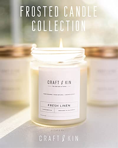 Fresh Linen Scented Candle | 8 Oz, 45 Hour Burn, Long Lasting Candles, Woodwick Candles, Soy Candles For Home | Soy Candle For Men, Masculine Candle, Spring Candles Gifts For Women | Linen Candle #TOP2