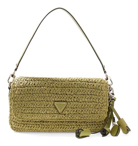 Sac à épaule GUESS Ofelia design premium olive, maroquinerie aux finitions soignées à rabat