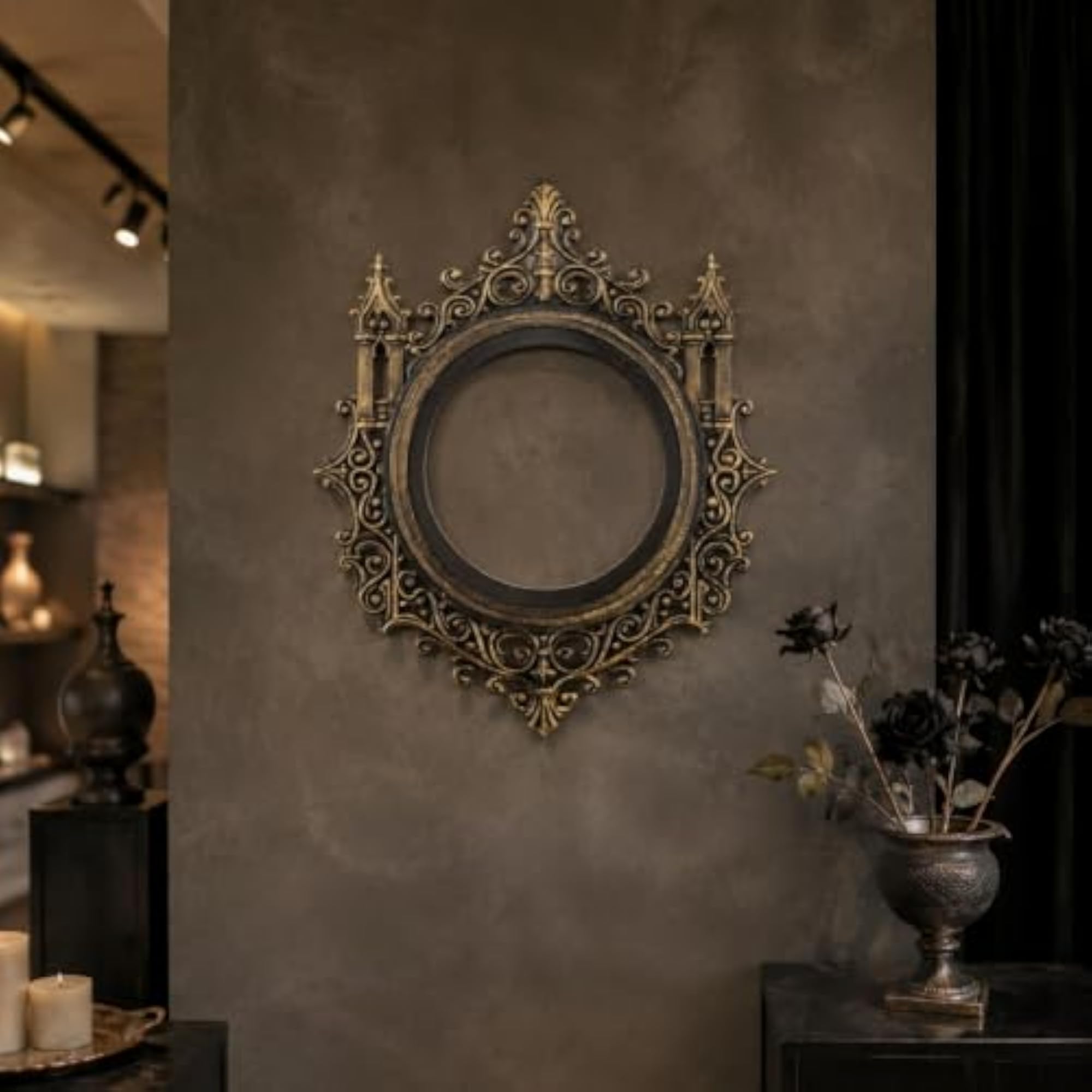 Castle Silhouette Wall Decor, Gothic Open Picture Frame