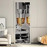 Türtapete Selbstklebend 90 x 210 cm Grau Türaufkleber Sekt Türposter PVC Wandaufkleber Wasserdichte 3D Fototapete Türfolie Poster Tapete Türbilder Für Türwand Dekoration E957