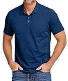 GEEK LIGHTING Mens Polo Shirts Short Sleeve Summer Casual Golf Tennis Travel T-Shirt, Navy Blue L