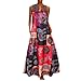 Produktbild Fenverk Maxikleid Damen Sommer Strandkleid Lange V-Ausschnitt Ärmellose Kleider Oversize Lange Freizeitkleid S-XXXXXL(Weinrot,S)