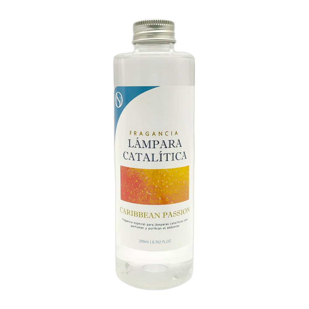 Pack Ahorro Lámpara Catalítica Orange Waves + Fragancia Aroma Caribbean Passion 200ml. Elimina Malos olores e impurezas, perfuma y Limpia.