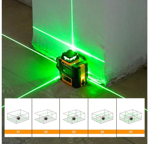 Image of KAITO Professional 16 Lines Green Laser Level Pro with Tripod Stand | 4x360 4D Cross Self-Leveling Battery-Powered Construction Tool | Metal Body Alignment